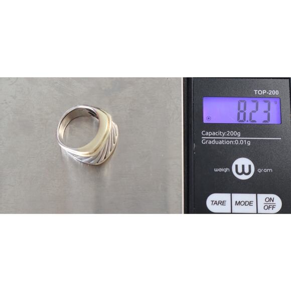 David Yurman 14k Yellow Gold & Sterling Silver Cigar Ring 8.23G / Sz 6 - Picture 6 of 6